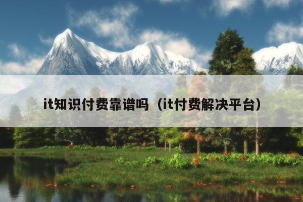 it知识付费靠谱吗（it付费解决平台）