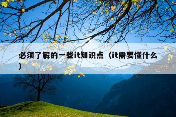 必须了解的一些it知识点（it需要懂什么）