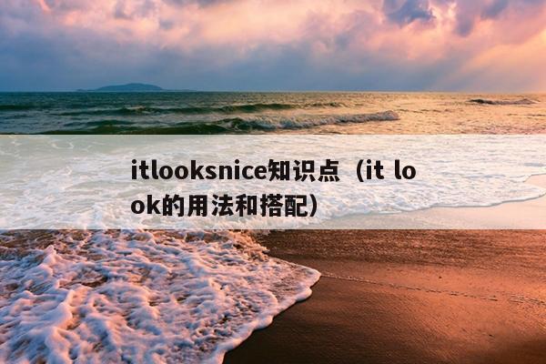 itlooksnice知识点（it look的用法和搭配）